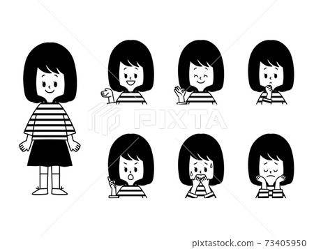 女孩的面部套裝-黑色和白色 女孩的面部套裝-黑色和白色 73405950