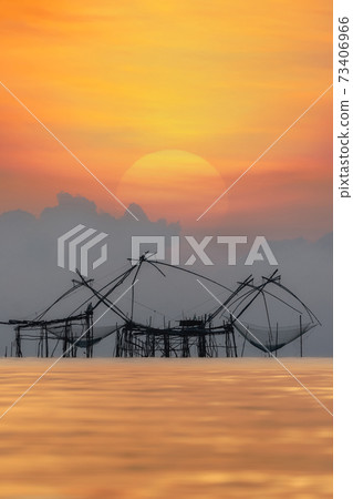 Beautiful sunrise from the lake Pakpra Beautiful sunrise from the lake Pakpra 73406966