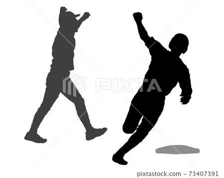 對本壘打感到滿意的擊球手的身影 73407391