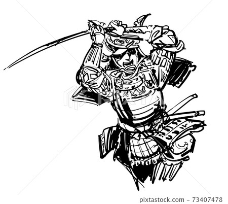 一名身穿盔甲的戰士從黑色和白色切開 73407478