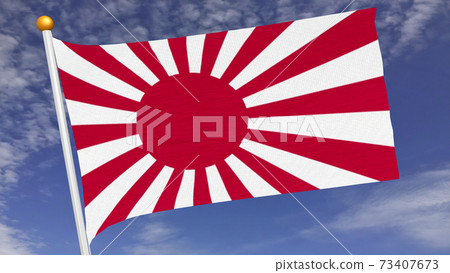 Rising Sun Flag fluttering in the wind (Self Defense Ship flag) Rising Sun Flag fluttering in the wind (Self Defense Ship flag) 73407673