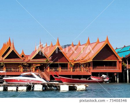 view of fishing village Ko Panyi (Koh Panyee) in Phang Nga Bay, Thailand. view of fishing village Ko Panyi (Koh Panyee) in Phang Nga Bay, Thailand. 73408346