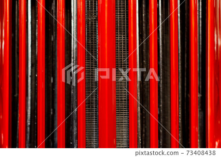 red retro grille on retro fire truck red retro grille on retro fire truck 73408438