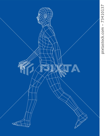 Wireframe walking man. Vector Wireframe walking man. Vector 73410137