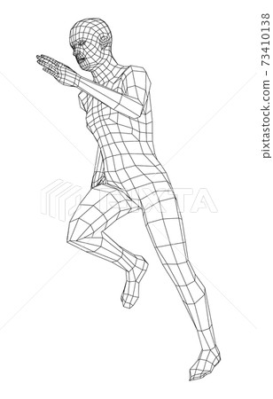 Wireframe running man. Vector 73410138
