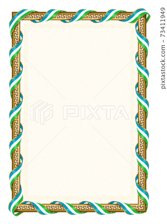 Vertical  frame and border with Uzbekistan flag 73411949