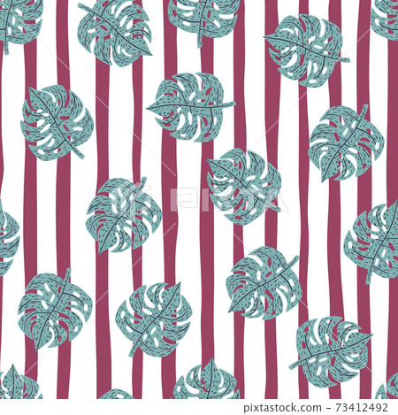 Random seamless botanic pattern with blue palm... - Stock Illustration ...