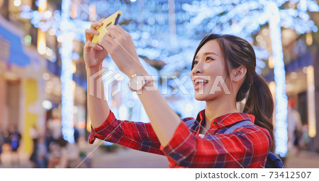 traveler take selfie in city traveler take selfie in city 73412507