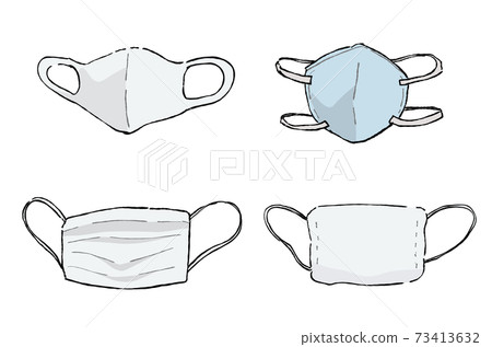 Front illustration of masks with different shapes and materials 73413632