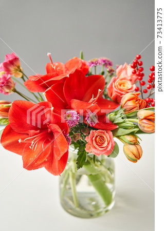 Bouquet 012. Finished flower arrangement in a vase for home. Flowers bunch, set for interior. Fresh cut flowers for decoration home. European floral shop. Delivery fresh cut flower. 73413775