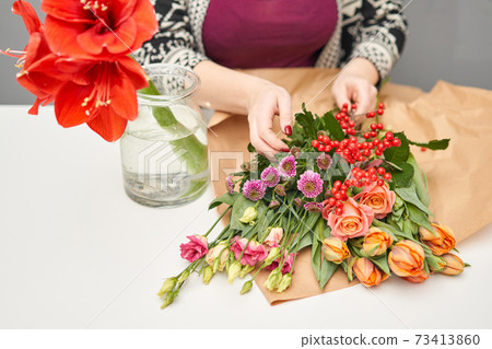 Bouquet 012, step by step installation of flowers in a vase. Flowers bunch, set for home. Fresh cut flowers for decoration home. European floral shop. Delivery fresh cut flower. Bouquet 012, step by step installation of flowers in a vase. Flowers bunch, set for home. Fresh cut flowers for decoration home. European floral shop. Delivery fresh cut flower. 73413860