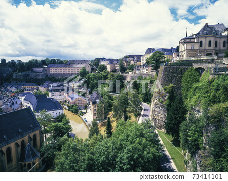 From the battery of Bock in Luxembourg to the Arzet River and the cityscape 2 From the battery of Bock in Luxembourg to the Arzet River and the cityscape 2 73414101