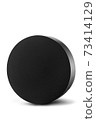 Black plastic powder Case for face cosmetic makeup powder isolate on white background 73414129