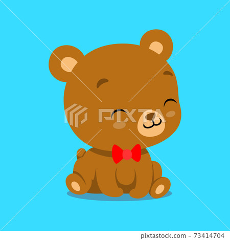 The little teddy bear with the round ears and the small red tie on his neck 73414704
