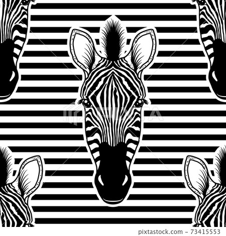 pattern with zebra head - Stock Illustration [73415553] - PIXTA