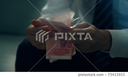 Male hand counting banknotes 73415915