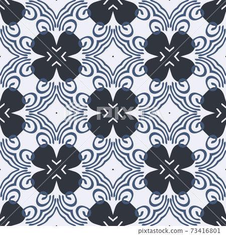 Indigo blue hand drawn seamless pattern. seamless denim pattern 73416801