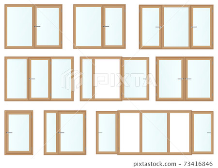 Realistic wooden windows vector illustration isolated on white Realistic wooden windows vector illustration isolated on white 73416846