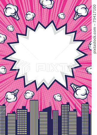City background material with comic art style speech bubbles 73417100
