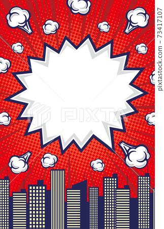 City background material with comic art style speech bubbles 73417107