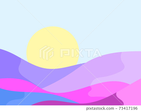 Mountain landscape in a minimalistic style.Boho decor for prints, posters and interior design. Mid Century modern decor. Trend style. Vector illustration Mountain landscape in a minimalistic style.Boho decor for prints, posters and interior design. Mid Century modern decor. Trend style. Vector illustration 73417196