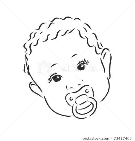 a child with a pacifier vector sketch illustration 73417463