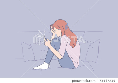 Depression, cyber victim of bullying concept Depression, cyber victim of bullying concept 73417835