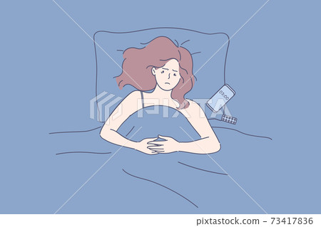 Suffering from sleep disorder and insomnia concept 73417836