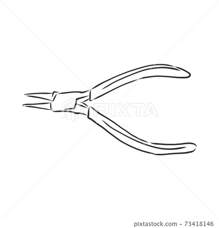 Pliers pincers hand tool isolated on white background. Vector illustration, pliers vector sketch illustration 73418146