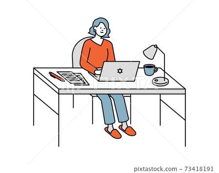 在計算機上遠程辦公的女人 73418191