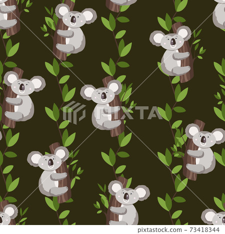 Seamless pattern with cute koala baby and... - Stock Illustration ...
