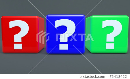 Three colorful cubes with question mark concept Three colorful cubes with question mark concept 73418422