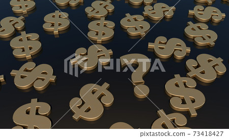Concept of dollar signs and question mark 73418427