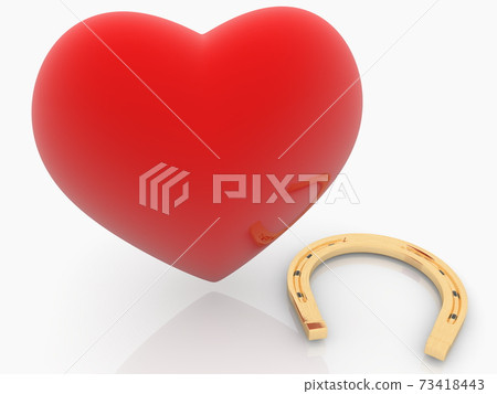 Concept of red heart and horseshoe 73418443