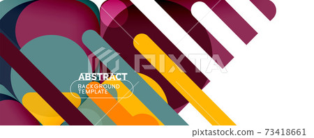 Modern geometric round shapes and dynamic lines, abstract background. Vector illustration for placards, brochures, posters and banners Modern geometric round shapes and dynamic lines, abstract background. Vector illustration for placards, brochures, posters and banners 73418661