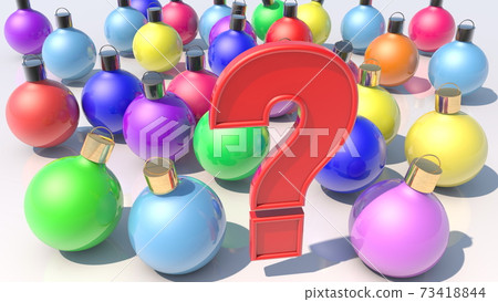 Question mark concept with Christmas decoration balls Question mark concept with Christmas decoration balls 73418844