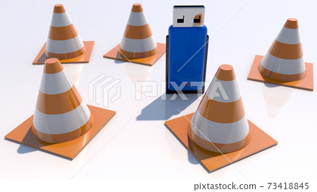 Concept of USB flash drive with traffic cones Concept of USB flash drive with traffic cones 73418845