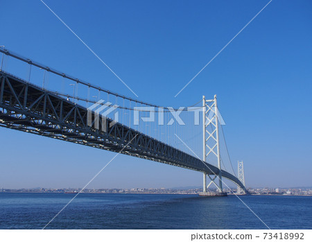 Akashi Kaikyo Bridge at fine weather Akashi Kaikyo Bridge at fine weather 73418992