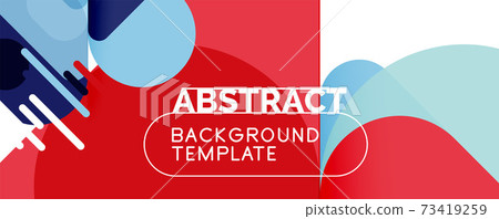 Flat geometric round shapes and dynamic lines, abstract background. Vector illustration for placards, brochures, posters and banners 73419259