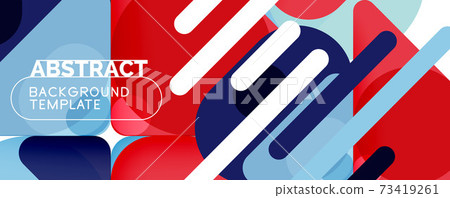 Flat geometric round shapes and dynamic lines, abstract background. Vector illustration for placards, brochures, posters and banners Flat geometric round shapes and dynamic lines, abstract background. Vector illustration for placards, brochures, posters and banners 73419261