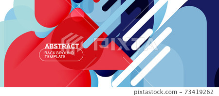 Flat geometric round shapes and dynamic lines, abstract background. Vector illustration for placards, brochures, posters and banners Flat geometric round shapes and dynamic lines, abstract background. Vector illustration for placards, brochures, posters and banners 73419262