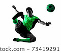young soccer player man silhouette shadow isolated white background 73419291