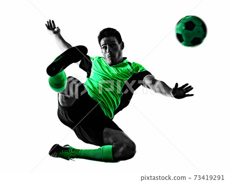 young soccer player man silhouette shadow isolated white background young soccer player man silhouette shadow isolated white background 73419291