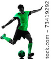 young soccer player man silhouette shadow isolated white background 73419292