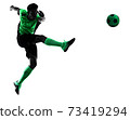 young soccer player man silhouette shadow isolated white background 73419294