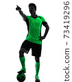 young soccer player man silhouette shadow isolated white background 73419296
