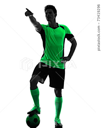 young soccer player man silhouette shadow isolated white background young soccer player man silhouette shadow isolated white background 73419296