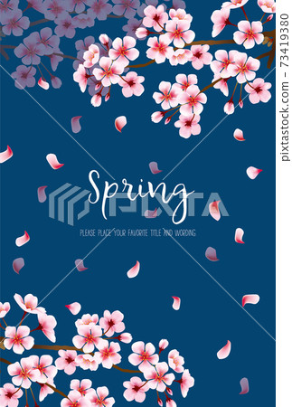 Beautiful night cherry blossom background material 73419380