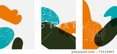 Hand drawn doodle shapes, wall art painting style, vector abstract background templates. A4 poster design or for covers, banners, flyers 73419465