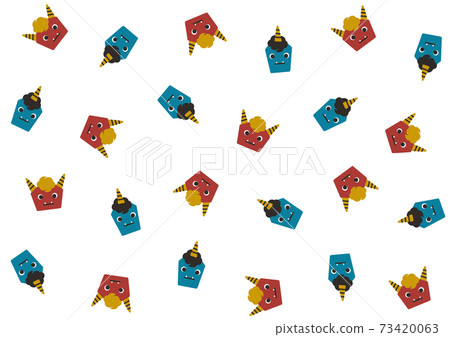 Illustration material Setsubun seamless pattern of red demon and blue demon 73420063